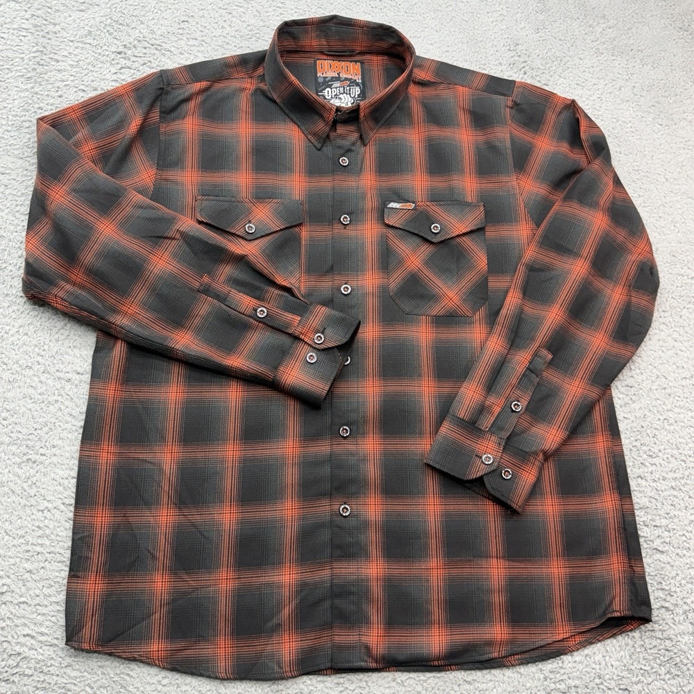 Dixxon Flannel Shirt Mens 2XL RevZilla Orange Plaid Mechanic Motorcycle Metal